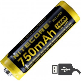 Аккумулятор NITECORE NL1475R 14500 LI-ION 3.7v 750mA USB 17042